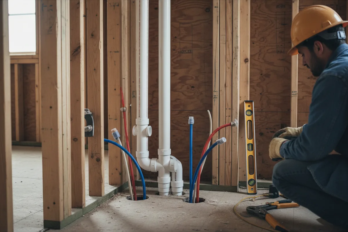 Drain and supply rough-in during Sump Pump Repair in Trenton